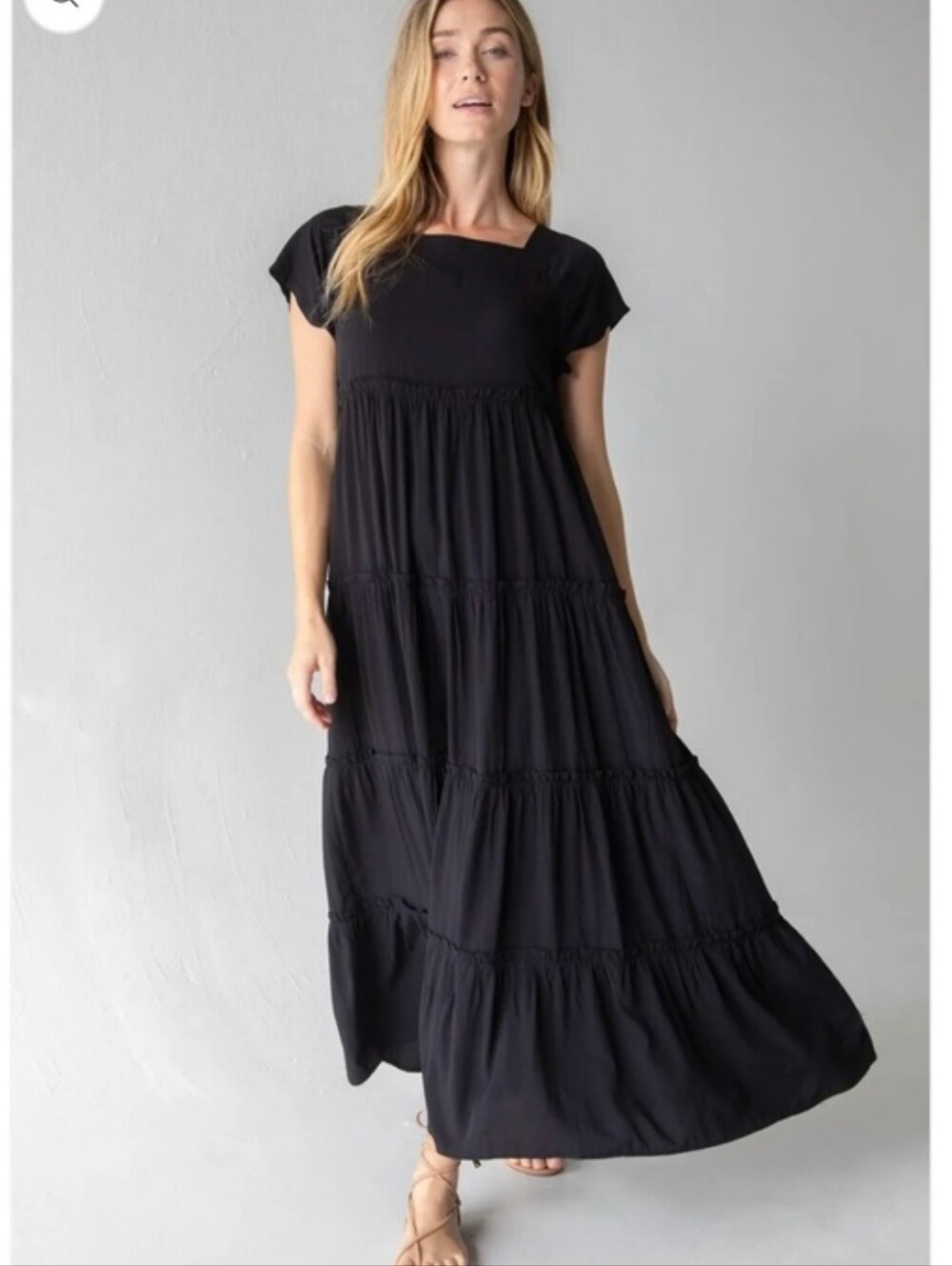 Natural Life Berkley Indigo Tiered Maxi Dress Sz Sm